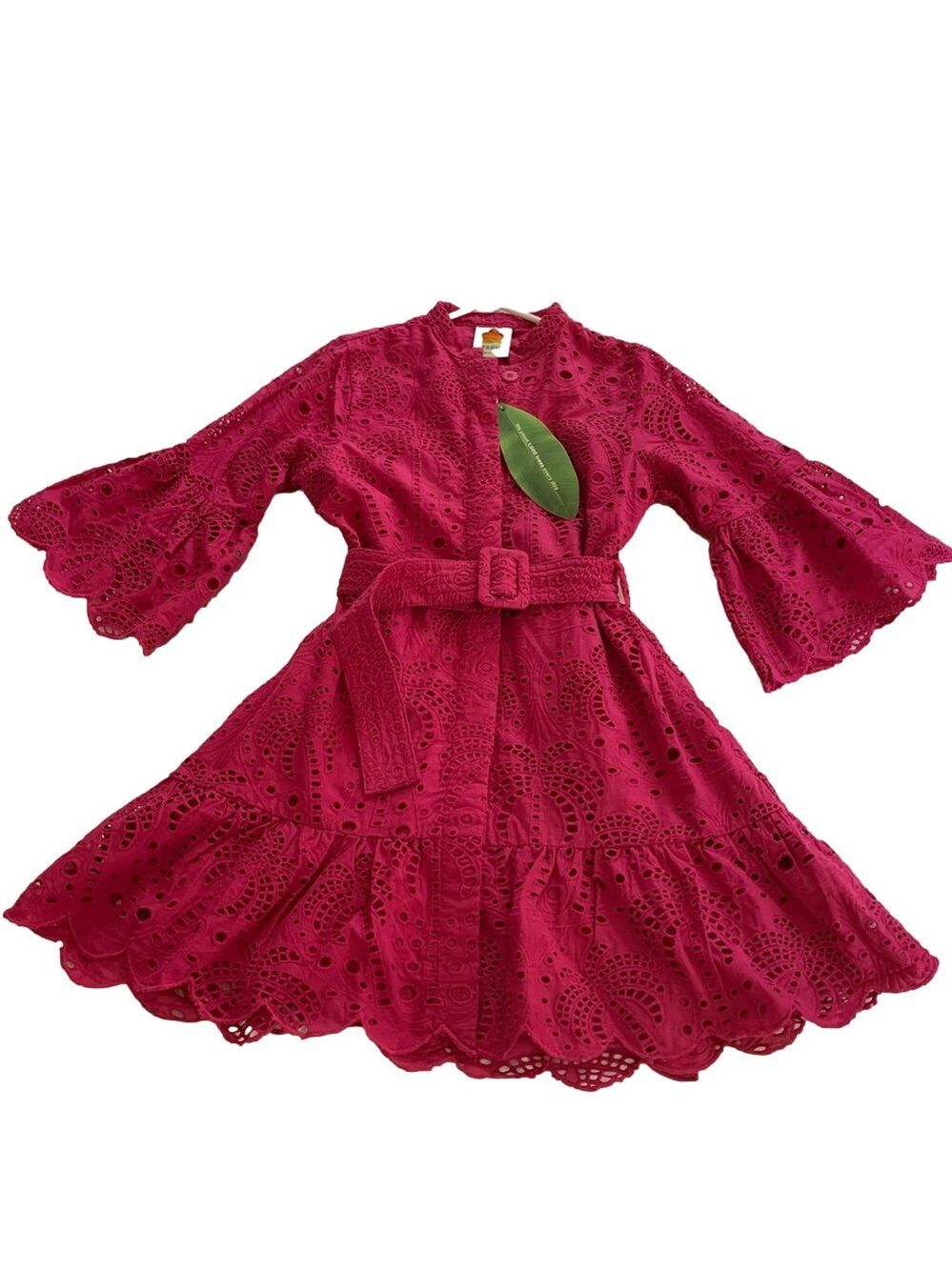 FARM Rio Pink Palm Eyelet Lace Boho Mini Dress - Picture 5 of 11